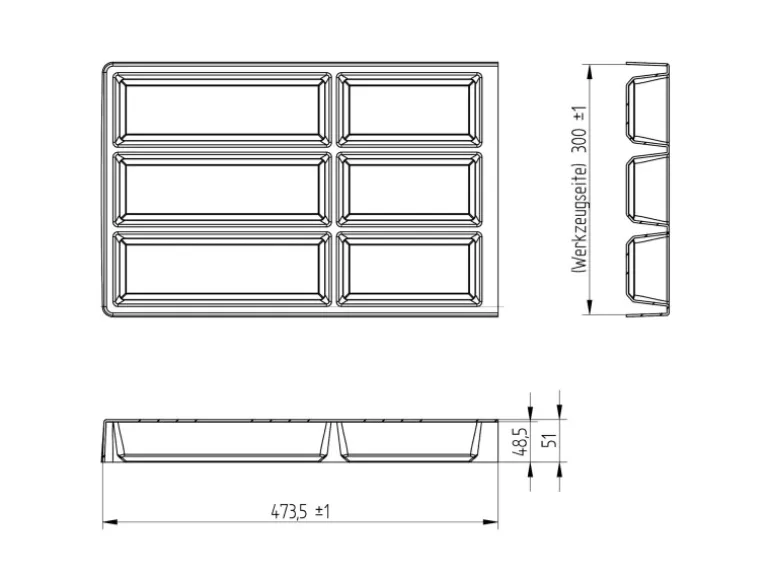 SOTECH Besteckeinsatz SEPARADO Individual Silbergrau Genarbt 300 x 474 x 51 mm Schubladeneinsatz Ab 40cm Schrankbreite