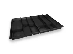 SOTECH Cuisio Besteckeinsatz Höhe 55mm Transluzent Anthrazit mit Messerblock Für Blum Legrabox 473mm Korpusbreite 800mm