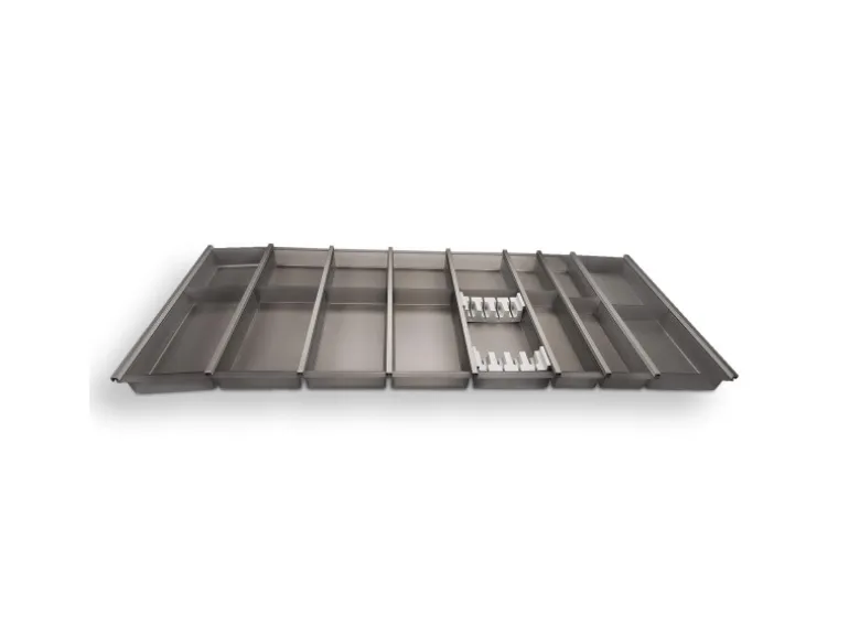 SOTECH Cuisio Besteckeinsatz 1200 mm Höhe 55 mm Transluzent Graphitgrau mit Messerblock