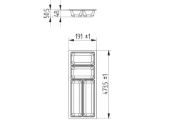 SOTECH ORGA-BOX-3 Besteckeinsätze Tiefe 473 mm Höhe 50,5 mm Silbergrau Schubladeneinsätze Breite 191 mm