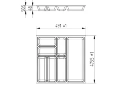 SOTECH ORGA-BOX-3 Besteckeinsätze Tiefe 473 mm Höhe 50,5 mm Silbergrau Schubladeneinsätze Breite 491 mm