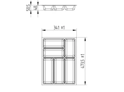 SOTECH ORGA-BOX-3 Besteckeinsätze Tiefe 473 mm Höhe 50,5 mm Silbergrau Schubladeneinsätze Breite 341 mm