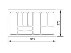 SOTECH Orga-Box I Besteckeinsatz Höhe 55 mm Lavagrau 1000 mm Für Blum Tandembox und ModernBox