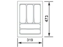 SOTECH Orga-Box I Besteckeinsatz Silbergrau 400 mm Höhe 55 mm Für Blum Tandembox und ModernBox