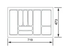 SOTECH Orga-Box I Besteckeinsatz Silbergrau 800 mm Höhe 55 mm Für Blum Tandembox und ModernBox