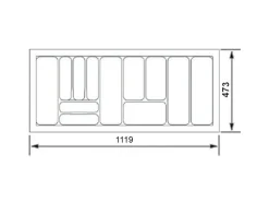 SOTECH Orga-Box I Besteckeinsatz Silbergrau 1200 mm Höhe 55 mm Für Blum Tandembox und ModernBox