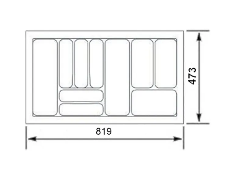 SOTECH Orga-Box I Besteckeinsatz Höhe 55 mm Oriongrau 900 mm Antirutschbeschichtung Für Blum Tandembox und ModernBox