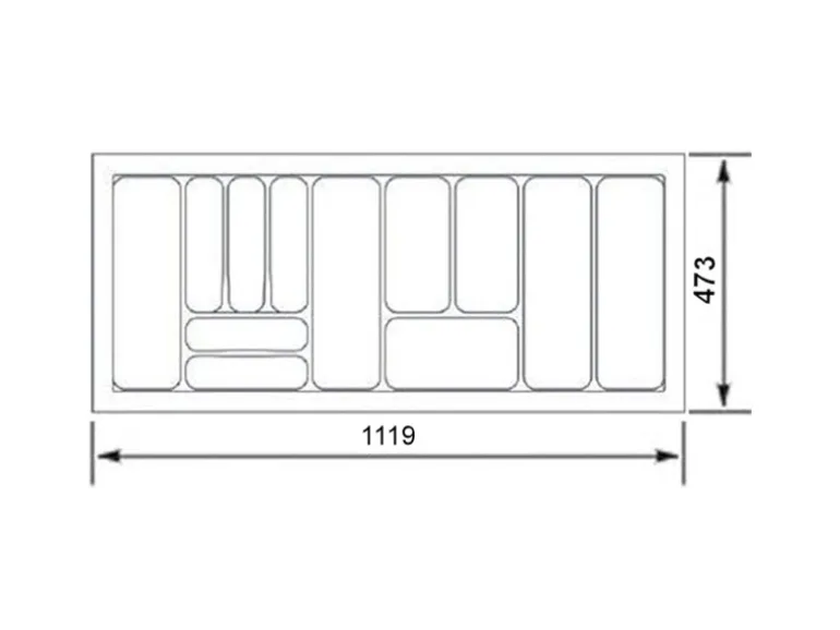 SOTECH Orga-Box I Besteckeinsatz Höhe 55 mm Oriongrau 1200 mm Antirutschbeschichtung Für Blum Tandembox und ModernBox