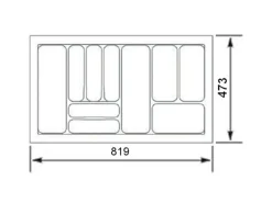 SOTECH Orga-Box I Besteckeinsatz Silbergrau 900 mm Höhe 55 mm Für Blum Tandembox und ModernBox