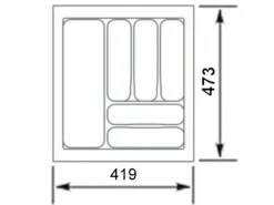 SOTECH Orga-Box I Besteckeinsatz Silbergrau 500 mm Höhe 55 mm Für Blum Tandembox und ModernBox