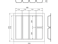 SOTECH ORGA-BOX I Mehrzweckeinsatz Besteckeinsatz 519 x 50 x 473 mm Oriongrau Für Blum 60er Korpusbreite
