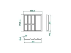 SOTECH ORGA-BOX IV UNIVERSAL Besteckeinsatz 600 mm Höhe 53 mm Schubkasteneinsatz Besteckeinteilung