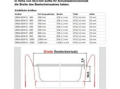 SOTECH ORGA-BOX IV UNIVERSAL Besteckeinsatz 600 mm Höhe 53 mm Schubkasteneinsatz Besteckeinteilung