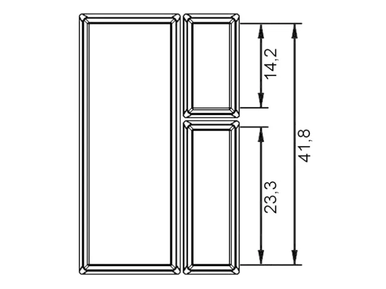 SOTECH Orga-Box VII Besteckeinsatz Schwarz 450 mm Höhe 50,5 mm mit Softtouch Oberfläche