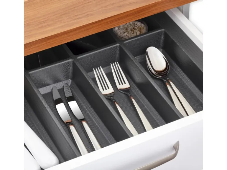 SOTECH Orga-Box VII Besteckeinsatz Basaltgrau 1200 mm Höhe 50,5 mm mit Softtouch Oberfläche