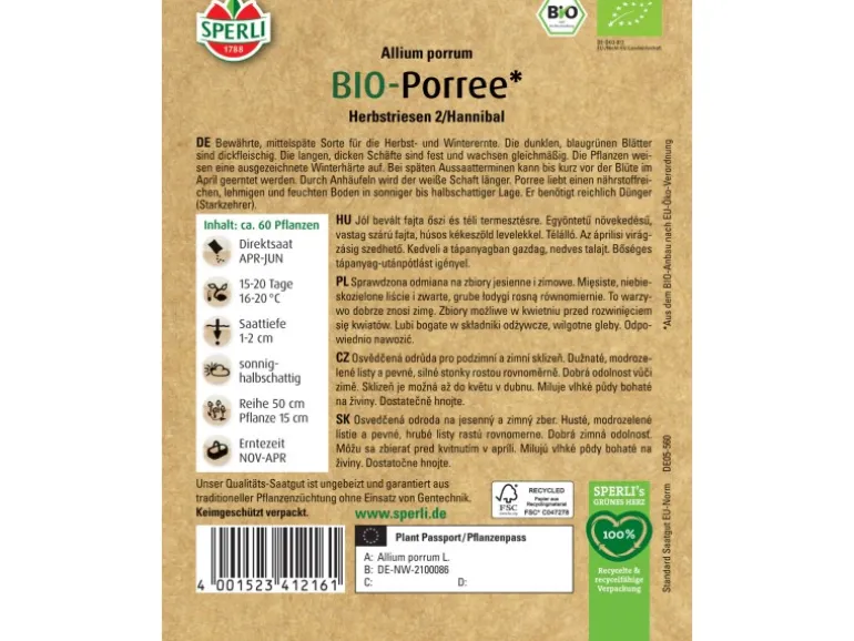 Sperli Bio Porree
