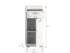 Standschrank 37 cm x 88 cm x 31 cm Front Weiß Hochglanz FSC®