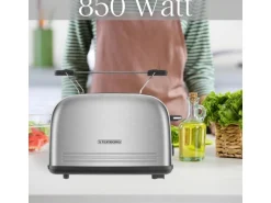 Steinborg SB-2071 2 Scheiben Edelstahl Toaster mit Brötchenaufsatz 850 Watt
