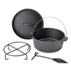 Taino Dutch Oven 4L Gusseisen Feuertopf Deckelheber Grillzubehör Dopf