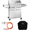 Taino Platinum Yamara 4+2 Gasgrill Set mit Haube Edelstahl 4 Brenner Sear-Burner Backburner