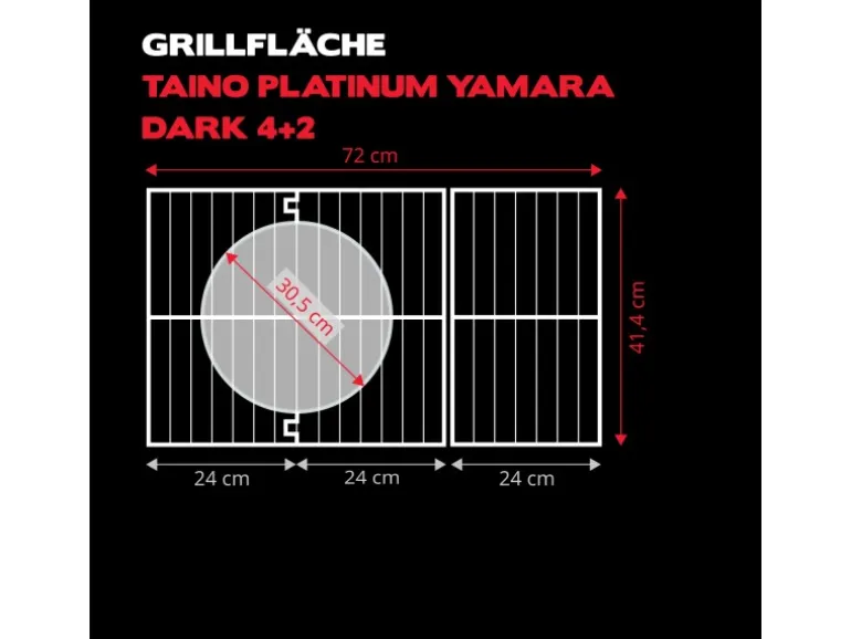 Taino Platinum Yamara Dark 4+2 Gasgrill Stahl 4 Brenner Sear-Burner Backburner