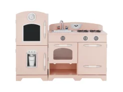 Teamson Kids Große Holzspielküche Spielherdset mit Zubehör Rosa