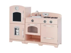 Teamson Kids Große Holzspielküche Spielherdset mit Zubehör Rosa