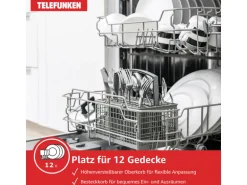 Telefunken Geschirrspüler teilintegriert Einbauspülmaschine 60 cm 12 Maßgedecke 9 Programme AquaStop G-ET-6014-C-I