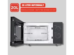 Telefunken Mikrowelle Solo Mikrowellengerät Klein mit 20 L Garraum 700 W 5 Leistungsstufen Schwarz B-MW-20-G-B