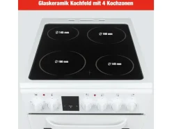 Telefunken Standherd mit Glaskeramik-Kochfeld Elektroherd Freistehend 50 cm Breit Herd mit Backofen und Kochfeld