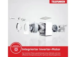 Telefunken Waschmaschine 8kg 1400 U/Min. Inverter Motor AquaStop 15 Programme W-8-1400-A-W weiß
