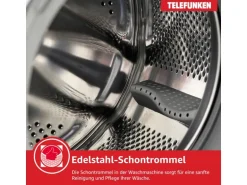 Telefunken Waschmaschine 8kg 1400 U/Min. Inverter Motor AquaStop 15 Programme W-8-1400-A-W weiß