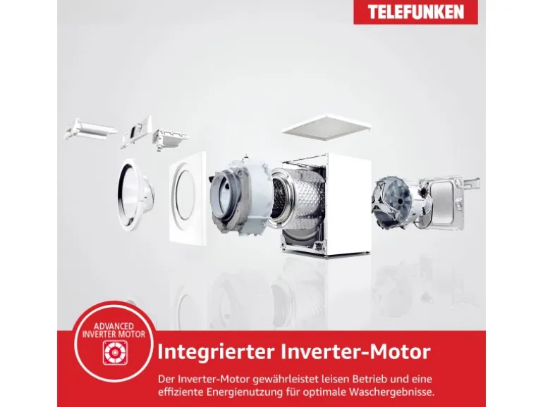 Telefunken Waschmaschine 10kg 1400 U/Min. Dampffunktion Auto-Dosierung Inverter Motor AquaStop W-10-1400-A-W