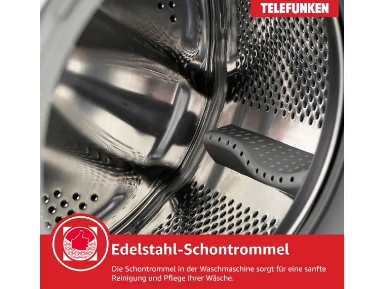 Telefunken Waschmaschine 10kg 1400 U/Min. Dampffunktion Auto-Dosierung Inverter Motor AquaStop W-10-1400-A-W