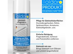 Toldoro Set 12x Edelstahl Pflegespray 400ml  Edelstahlreiniger für Küche oder Grill Edelstahlpflege Spray als Reinigungsmittel oder Metallreiniger
