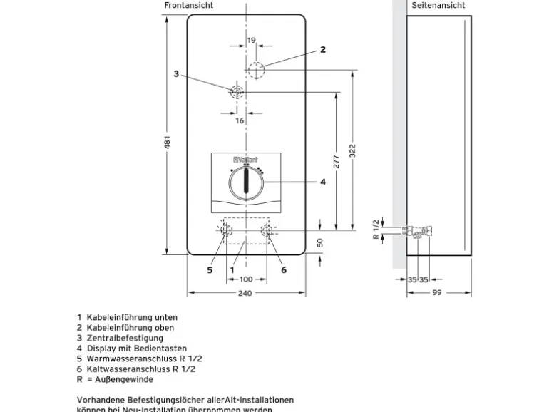 Vaillant Durchlauferhitzer VEDE18/8PRO Elektronisch 18 kW