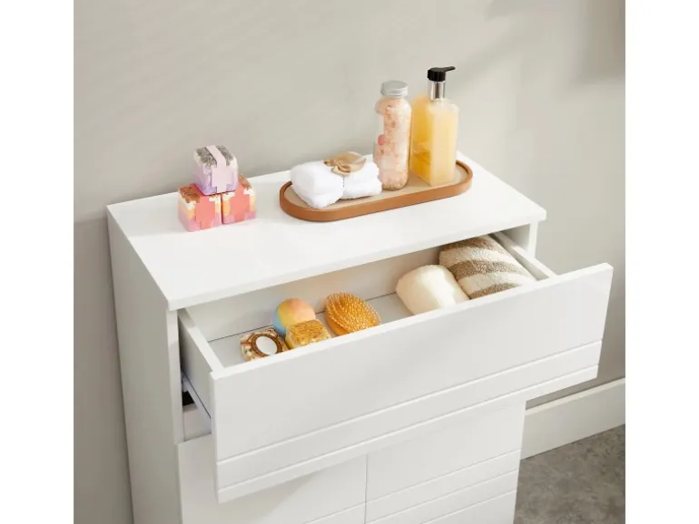 Vasagle Badezimmerschrank mit Schublade und Regal 30 cm x 60 cm x 80 cm Weiß