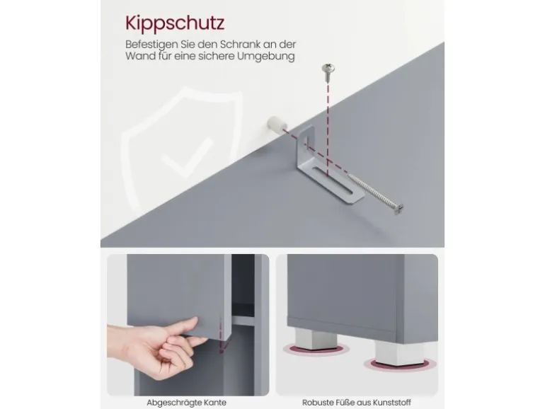 Vasagle Badezimmerschrank 30 cm x 30 cm x 170 cm Grau