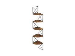 Vasagle Eckregal 5 Ebenen Zickzack-Design 20 cm x 20 cm x 127,5 cm Braun-Schwarz