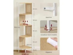 Vasagle Eckregal 5 Ebenen 31,9 cm x 31,9 cm x 156,4 cm Eichenbeige