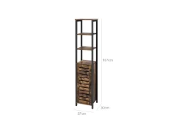 Vasagle Hochschrank 37 cm x 30 cm x 167 cm Braun-Schwarz