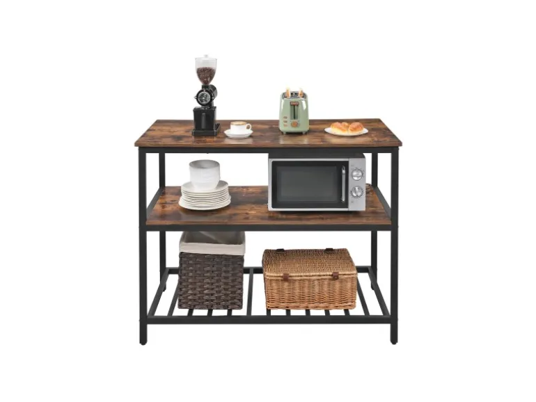 Vasagle Küchenregal 3 Ablagen 60 cm x 120 cm x 90 cm Braun-Schwarz
