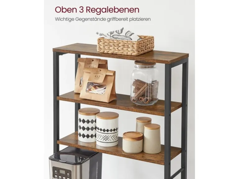 Vasagle Küchenregal 40 cm x 60 cm x 167 cm Braun-Schwarz