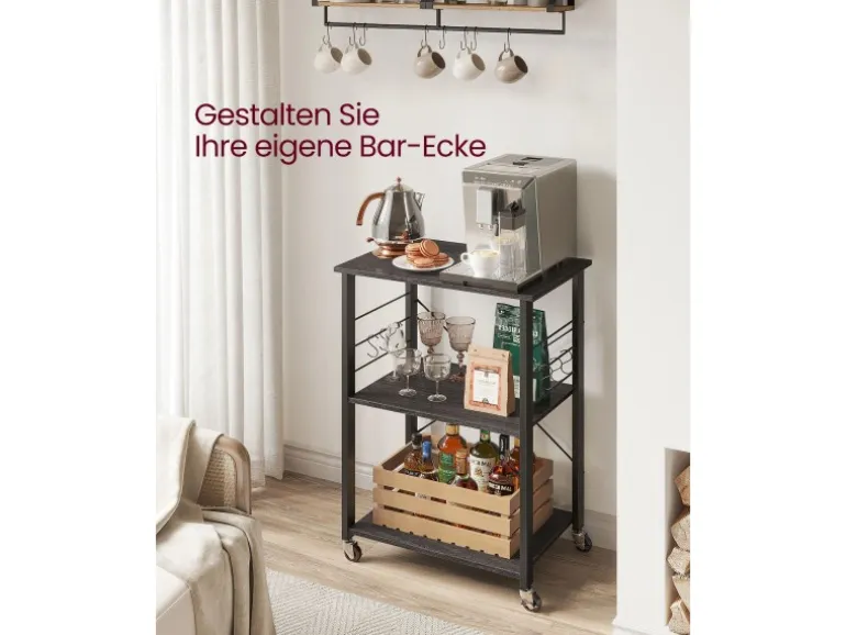 Vasagle Küchenregal mit Rollen 40 cm x 60 cm x 89 cm Schwarz