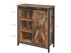 Vasagle Küchenschrank 70 cm x 30 cm x 80 cm Braun-Schwarz