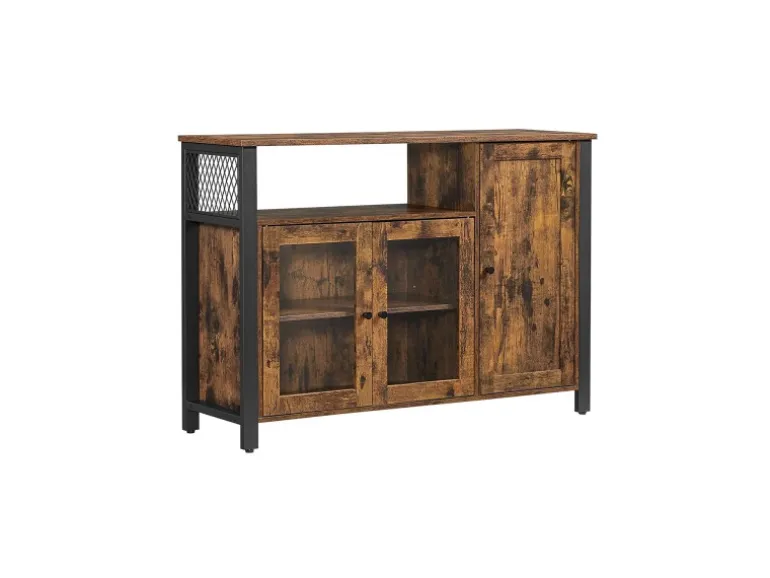 Vasagle Küchenschrank 3 Türen 33 cm x 110 cm x 75 cm Braun-Schwarz