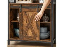 Vasagle Küchenschrank Rustikal 30 cm x 70 cm x 80 cm Braun-Schwarz