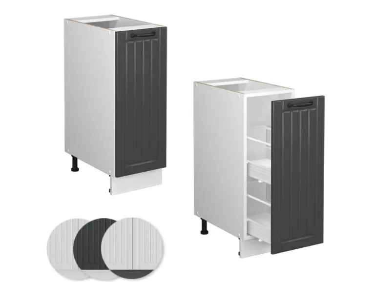 Vicco Apothekerschrank Fame-Line Weiß/Dunkelgrau 30 cm ohne Arbeitsplatte
