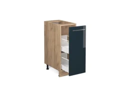 Vicco Apothekerschrank Fame-Line Dunkelblau Hochglanz/Goldkraft Eiche 30 cm ohne Arbeitsplatte