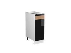 Vicco Apothekerschrank Fame-Line Schwarz-Eiche Hochglanz/Weiß 30 cm ohne Arbeitsplatte
